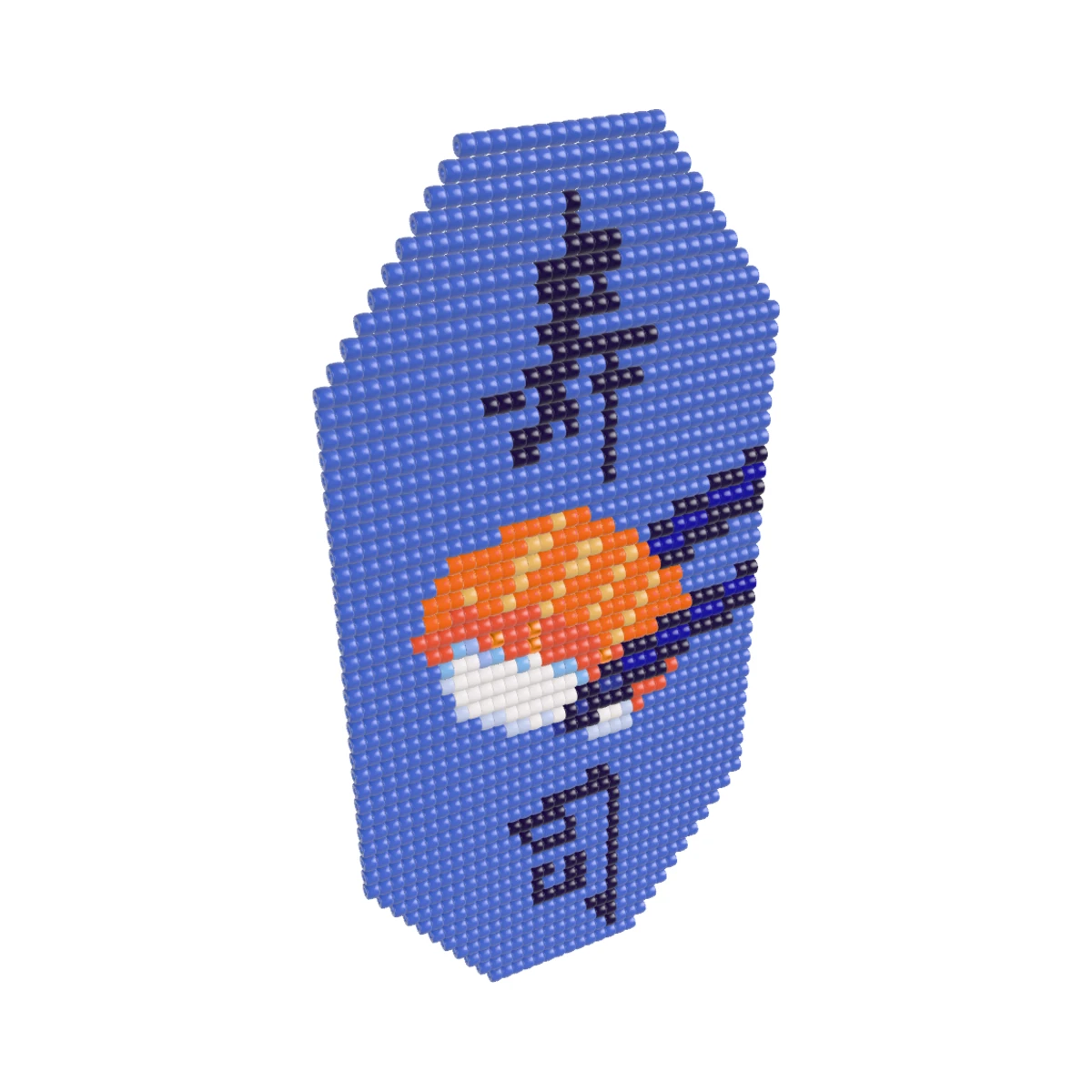 Sushi beads loom badge: Loom & flat: From above