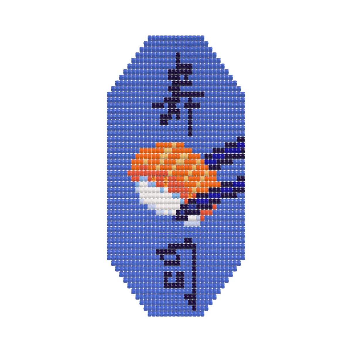 Sushi beads loom badge: Loom & flat: Front