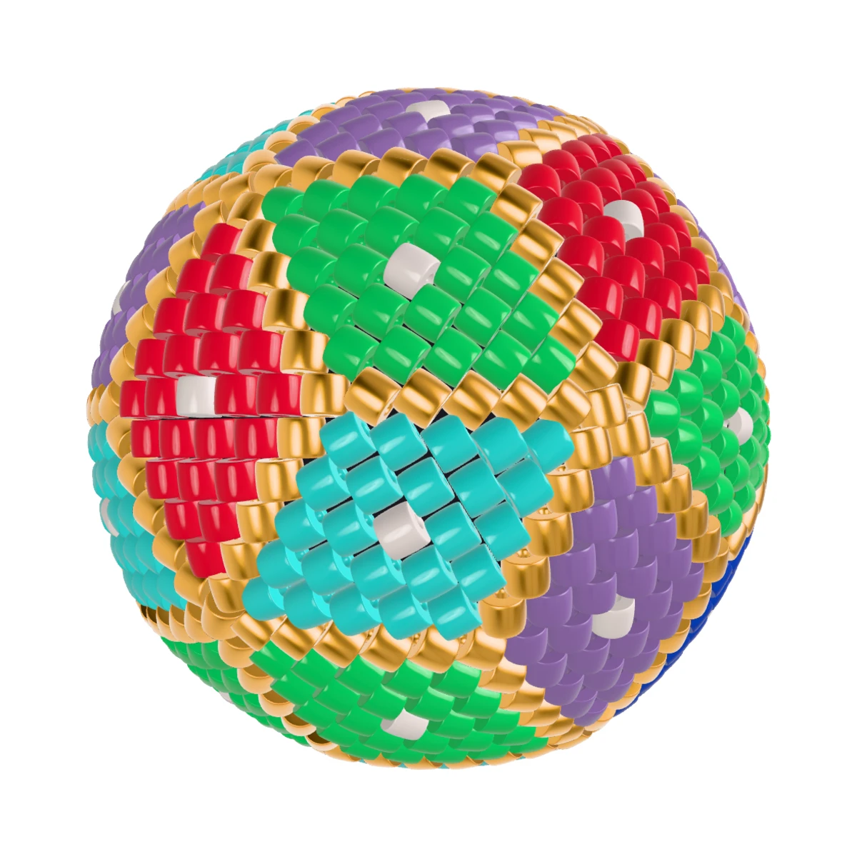 Шар ромби: 3D peyote balls: From above